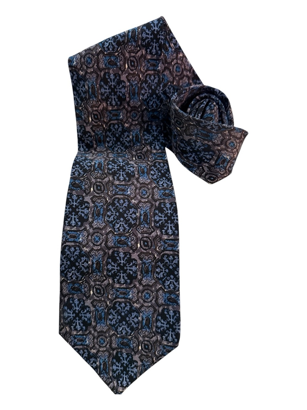 Christian Dior vintage Blue and Black Patterned Silk Tie silk, luxury, business